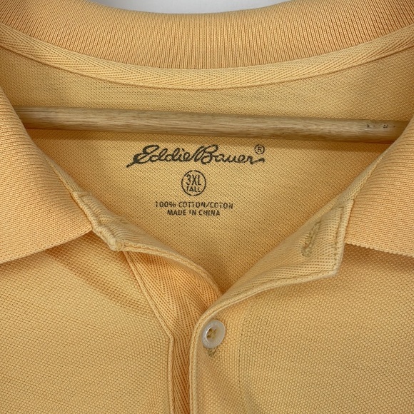 EDDIE BAUER cotton long sleeve polo shirt yellow size 3XL TALL men's - Picture 3 of 5
